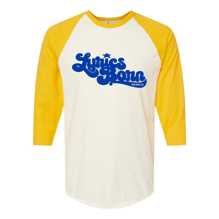 LB Monogram Unisex Baseball Tee with Yellow Sleeves
