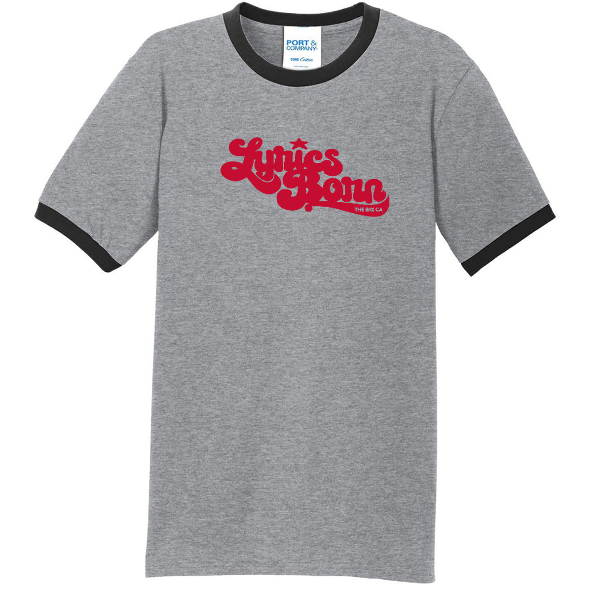 ★THE COLDEST MOMENT★ TCM mini logo stripe ringer T LB Monogram Unisex Ringer Tee - Grey - Lyrics Born